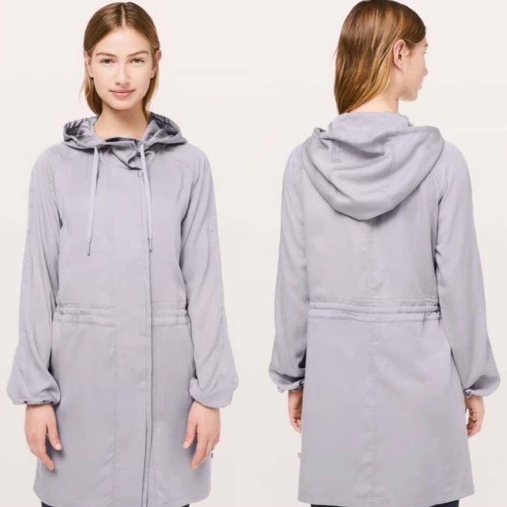 Lululemon Light Gray City Stroll Snap Button Hooded Jacket